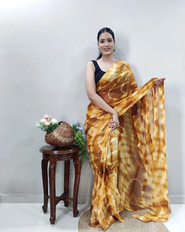 Yellow_Color_1-Minute_Ready_To_Wear_Georgette_Saree_With_Blouse_Piece