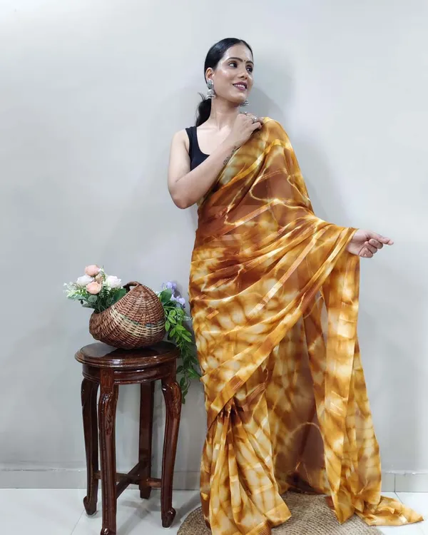 Yellow_Color_1-Minute_Ready_To_Wear_Georgette_Saree_With_Blouse_Piece