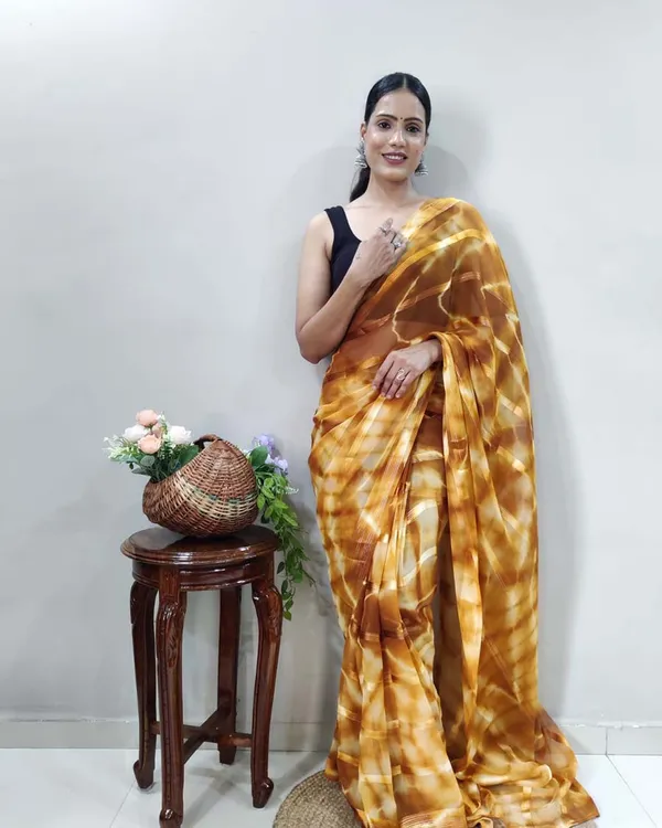 Yellow_Color_1-Minute_Ready_To_Wear_Georgette_Saree_With_Blouse_Piece