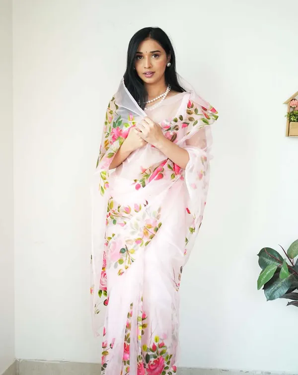 Calm_Pink_Color_1-Minute_Ready_To_Wear_Organza_Saree_With_Blouse_Piece