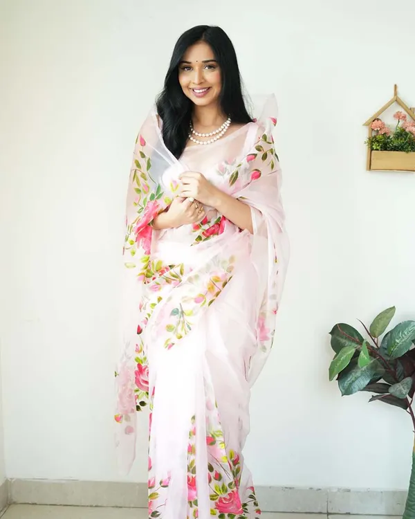 Calm_Pink_Color_1-Minute_Ready_To_Wear_Organza_Saree_With_Blouse_Piece