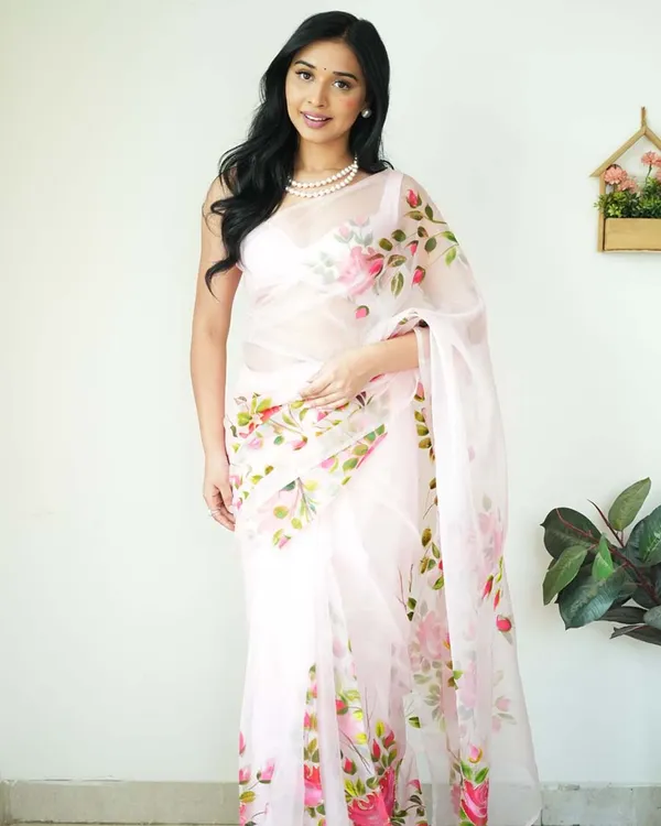 Calm_Pink_Color_1-Minute_Ready_To_Wear_Organza_Saree_With_Blouse_Piece