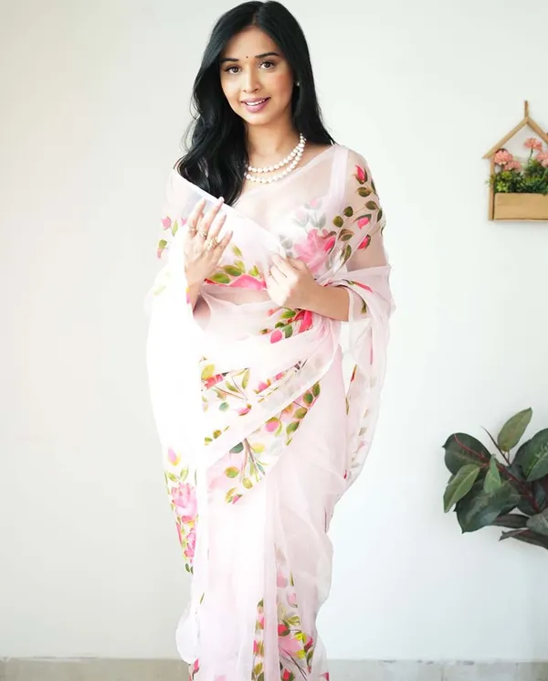 Calm_Pink_Color_1-Minute_Ready_To_Wear_Organza_Saree_With_Blouse_Piece