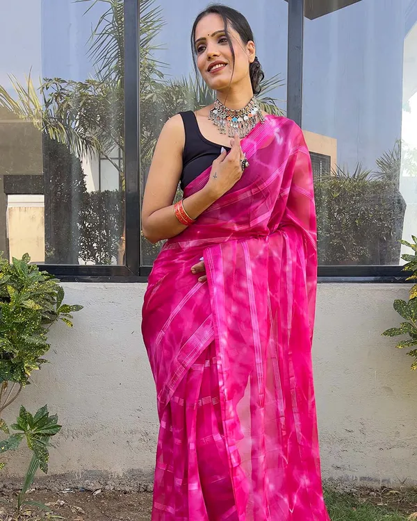 Pink_color_1-Minute_Ready_To_Wear_Naylon_Saree_With_Blouse_Piece