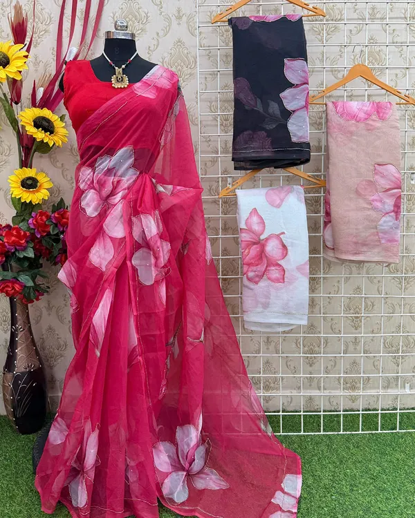Red_Color_Georgette_1_-_Minute_Ready_to_Wear_Saree_with_Blouse_Piece