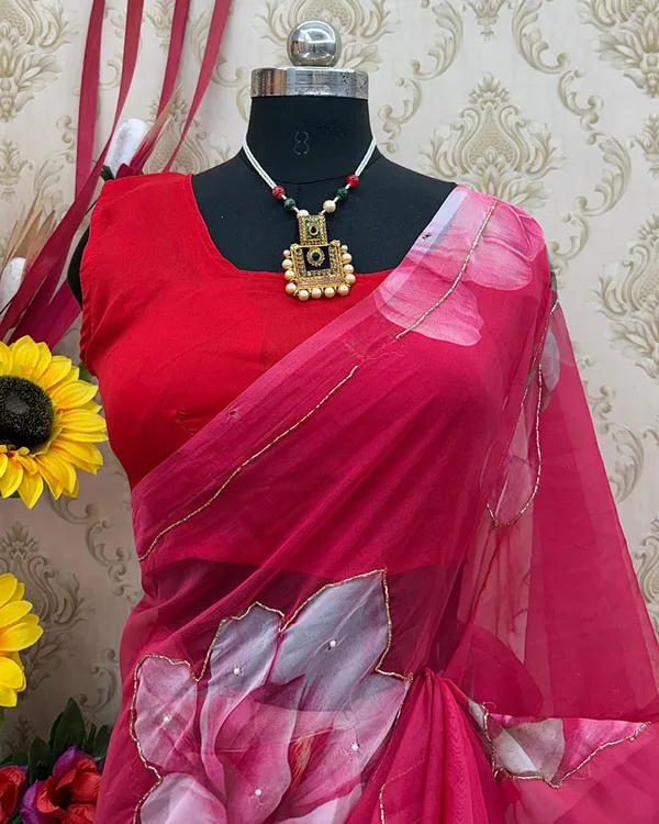 Red_Color_Georgette_1_-_Minute_Ready_to_Wear_Saree_with_Blouse_Piece
