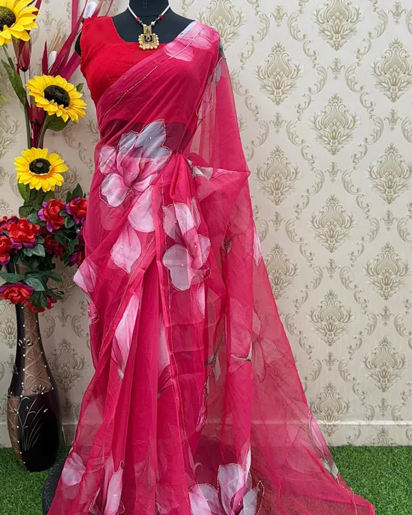 Red_Color_Georgette_1_-_Minute_Ready_to_Wear_Saree_with_Blouse_Piece