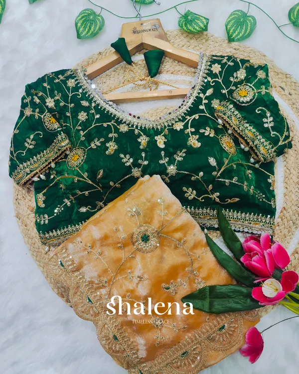 Ornate_Mustard_Fendy_Silk_Sequence_Embroidery_Work_Saree_With_Stitched_Blouse