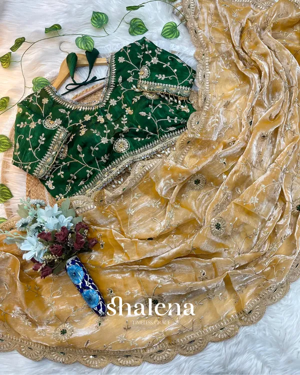 Ornate_Mustard_Fendy_Silk_Sequence_Embroidery_Work_Saree_With_Stitched_Blouse