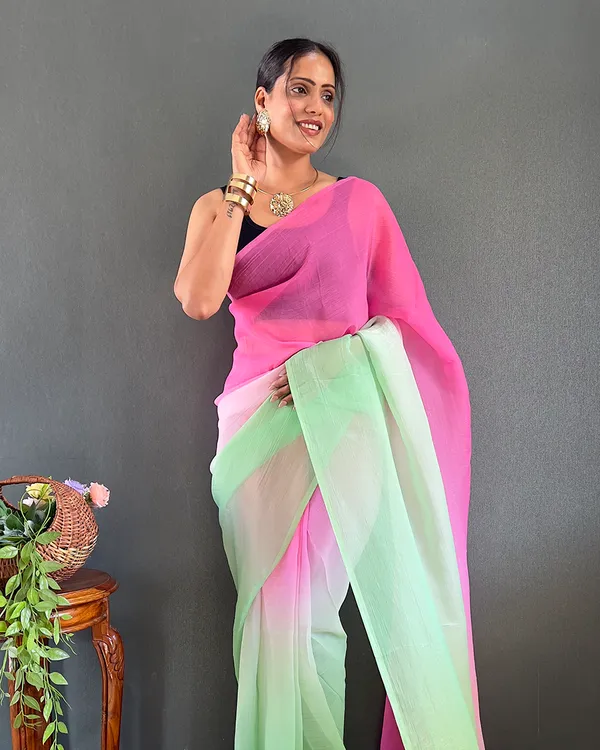 Pink_And_Green_Color_1-Minute_Ready_To_Wear_Georgette_Saree_With_Blouse_Piece
