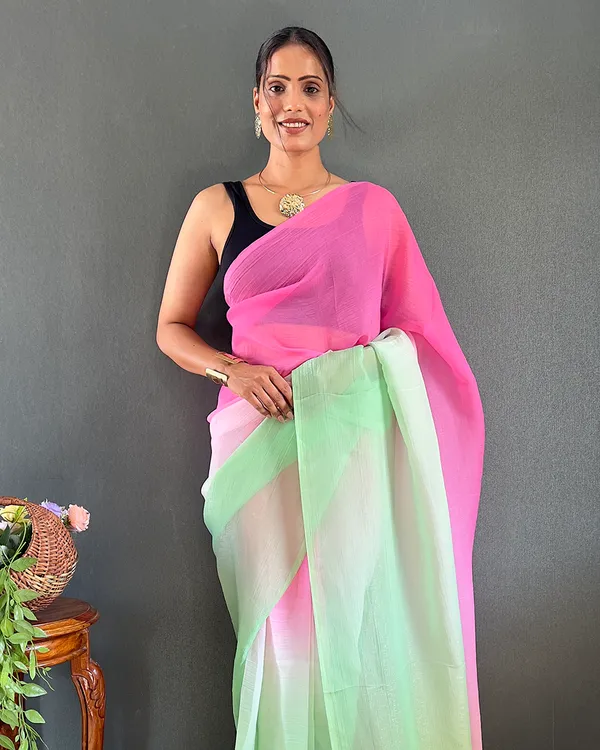 Pink_And_Green_Color_1-Minute_Ready_To_Wear_Georgette_Saree_With_Blouse_Piece
