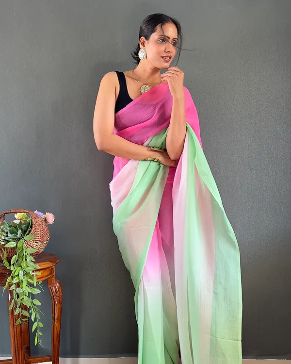 Pink_And_Green_Color_1-Minute_Ready_To_Wear_Georgette_Saree_With_Blouse_Piece