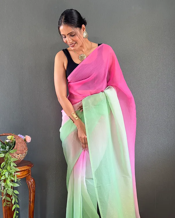 Pink_And_Green_Color_1-Minute_Ready_To_Wear_Georgette_Saree_With_Blouse_Piece