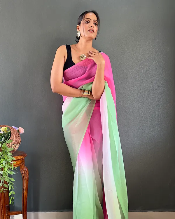 Pink_And_Green_Color_1-Minute_Ready_To_Wear_Georgette_Saree_With_Blouse_Piece