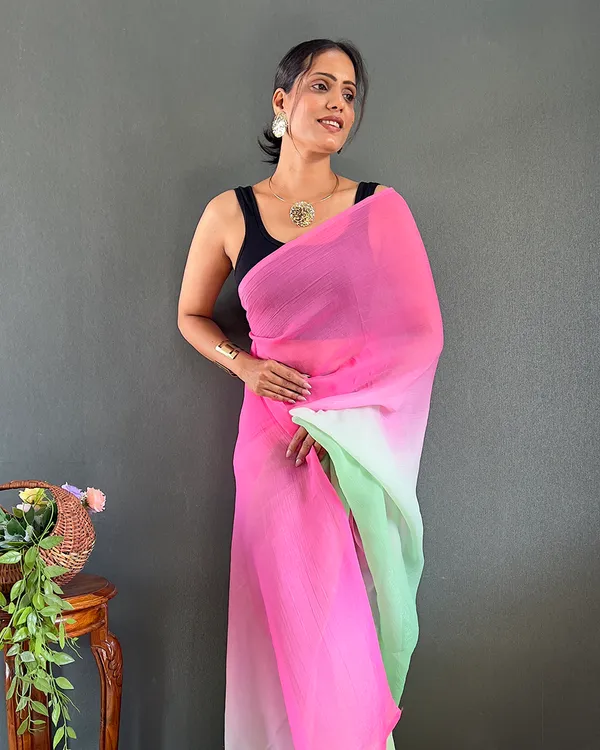 Pink_And_Green_Color_1-Minute_Ready_To_Wear_Georgette_Saree_With_Blouse_Piece
