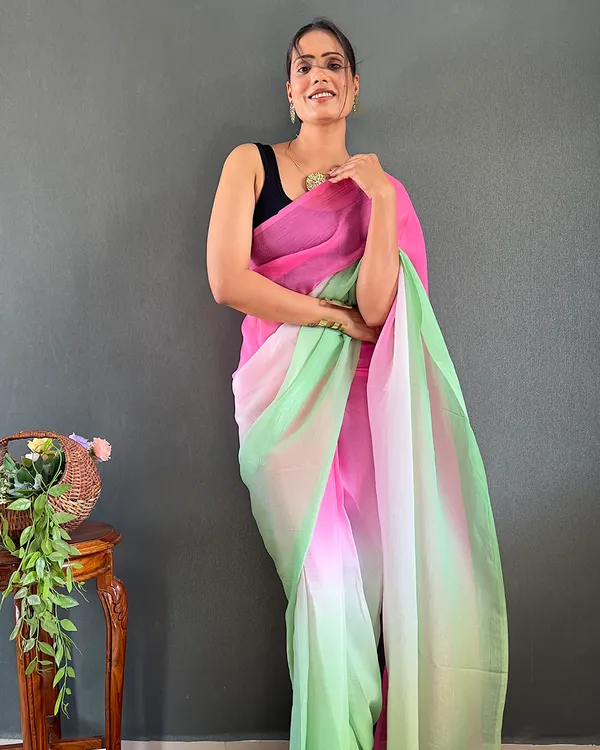 Pink_And_Green_Color_1-Minute_Ready_To_Wear_Georgette_Saree_With_Blouse_Piece