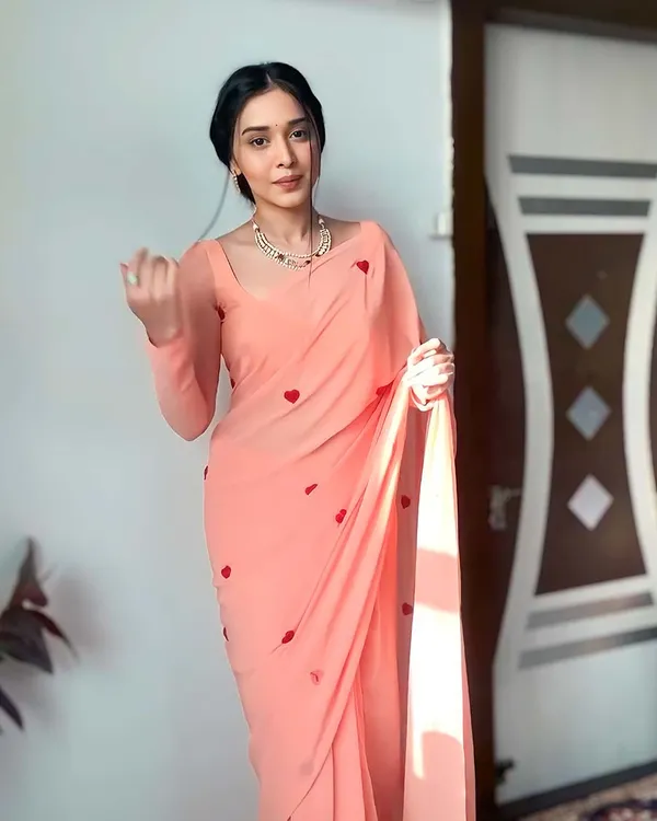 Light_Saffron_Color_1-Minute_Ready_To_Wear_Georgette_Saree_With_Blouse_Piece