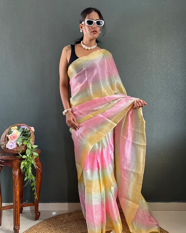 Light_Pink_And_Beige_Color_1-Minute_Ready_To_Wear_Georgette_Saree_With_Blouse_Piece