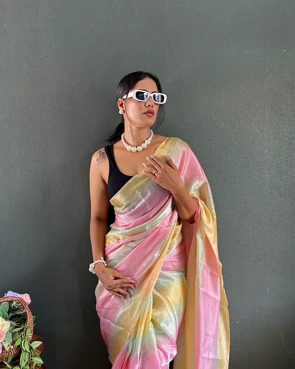Light_Pink_And_Beige_Color_1-Minute_Ready_To_Wear_Georgette_Saree_With_Blouse_Piece