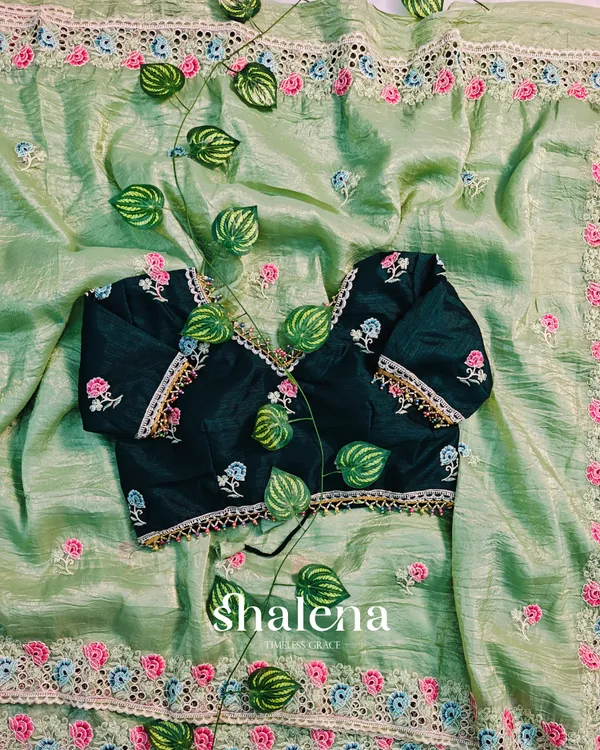 Outstanding_Pista_Embroidery_Work_Cursh_Silk_Saree_With_Vibrant_Full_Stitched_Blouse