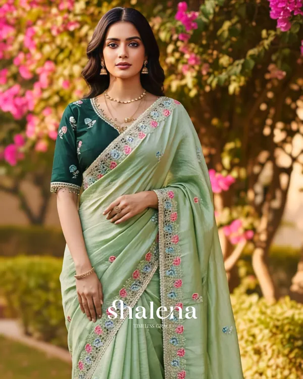 Outstanding_Pista_Embroidery_Work_Cursh_Silk_Saree_With_Vibrant_Full_Stitched_Blouse