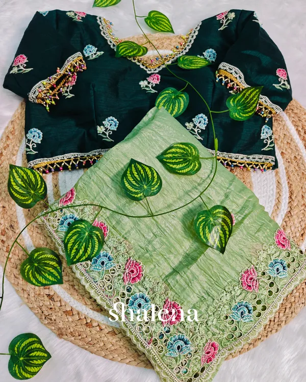 Outstanding_Pista_Embroidery_Work_Cursh_Silk_Saree_With_Vibrant_Full_Stitched_Blouse
