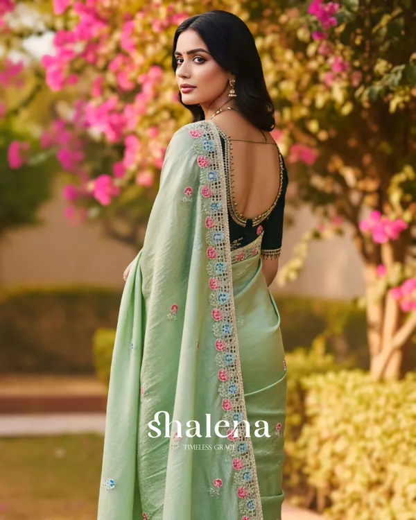 Outstanding_Pista_Embroidery_Work_Cursh_Silk_Saree_With_Vibrant_Full_Stitched_Blouse