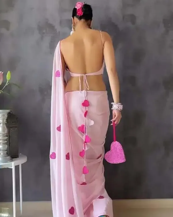 Calm_Pink_Color_1-Minute_Ready_To_Wear_Georgette_Saree_With_Blouse_Piece