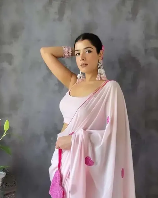 Calm_Pink_Color_1-Minute_Ready_To_Wear_Georgette_Saree_With_Blouse_Piece