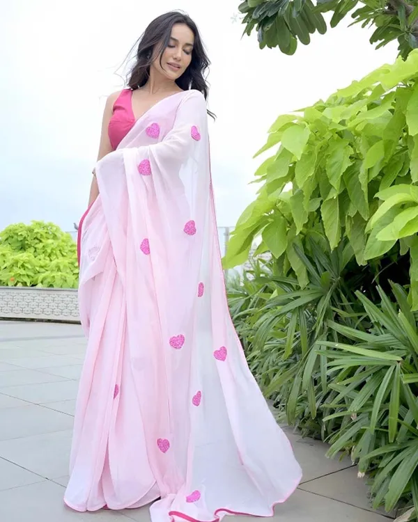 Calm_Pink_Color_1-Minute_Ready_To_Wear_Georgette_Saree_With_Blouse_Piece