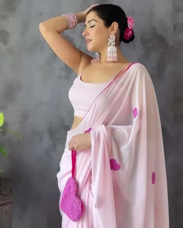 Calm_Pink_Color_1-Minute_Ready_To_Wear_Georgette_Saree_With_Blouse_Piece