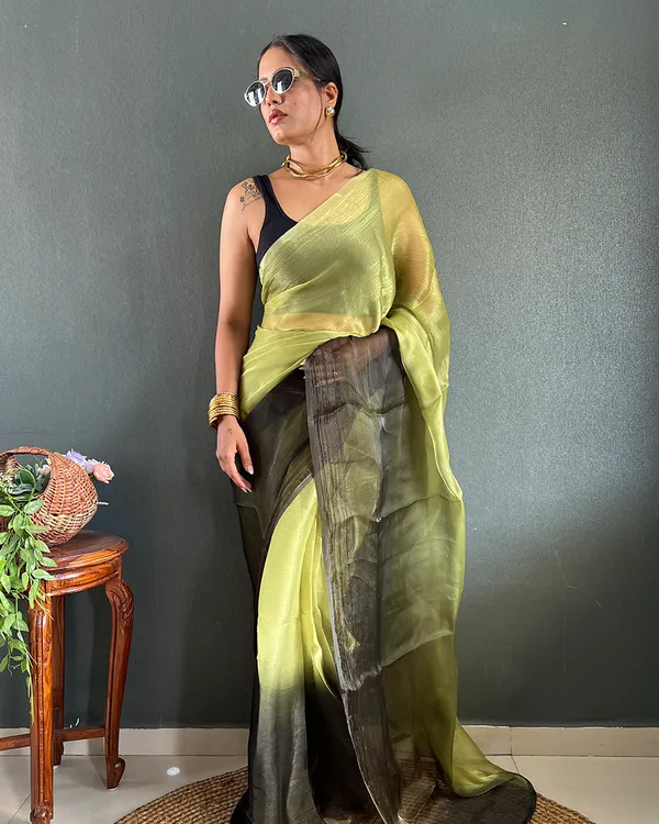 Perrot_Green_Color_1-Minute_Ready_To_Wear_Georgette_Saree_With_Blouse_Piece