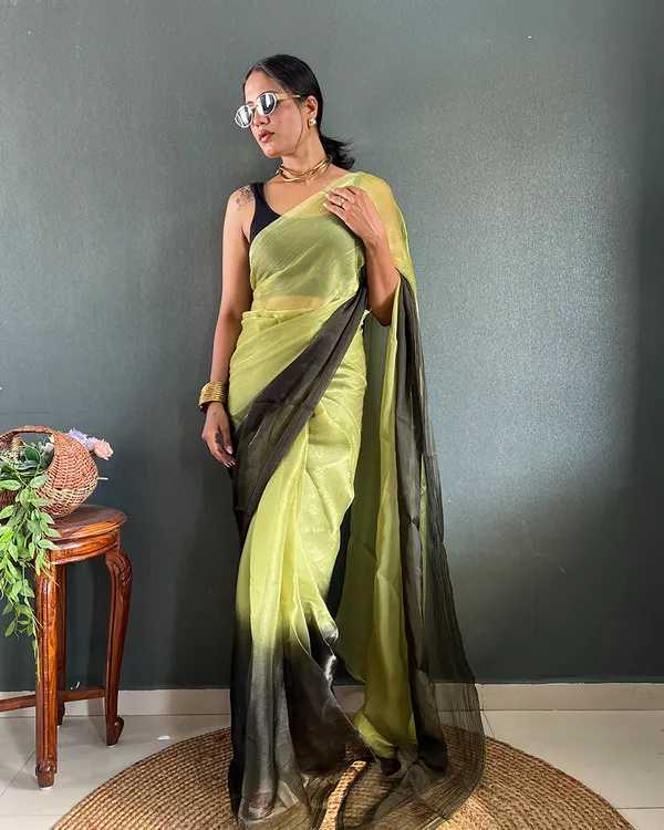 Perrot_Green_Color_1-Minute_Ready_To_Wear_Georgette_Saree_With_Blouse_Piece