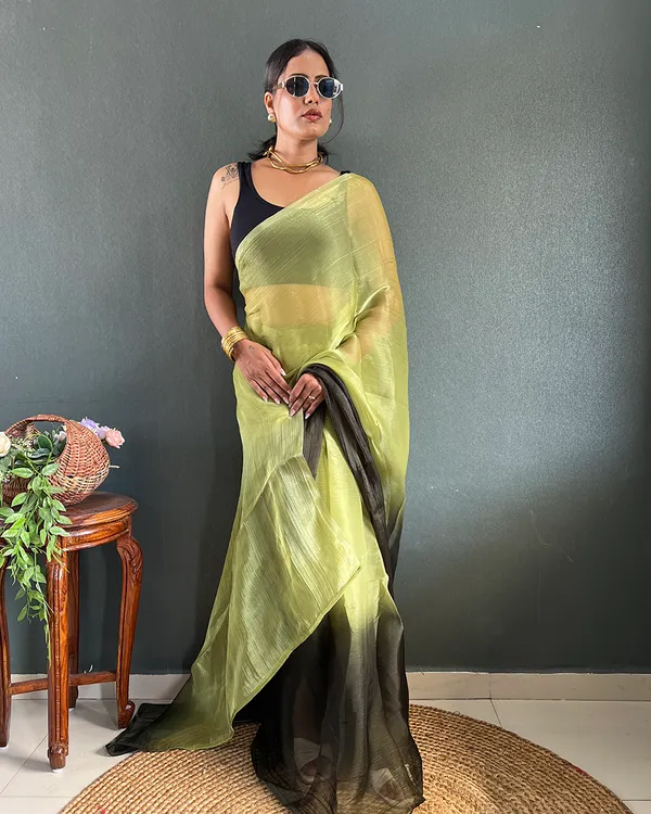 Perrot_Green_Color_1-Minute_Ready_To_Wear_Georgette_Saree_With_Blouse_Piece