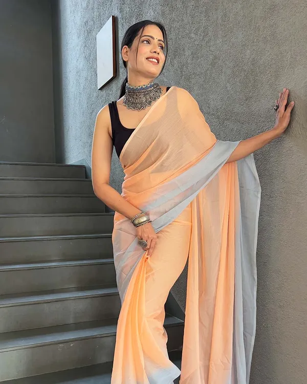 Orange_Color_1-Minute_Ready_To_Wear_Georgette_Saree_With_Blouse_Piece