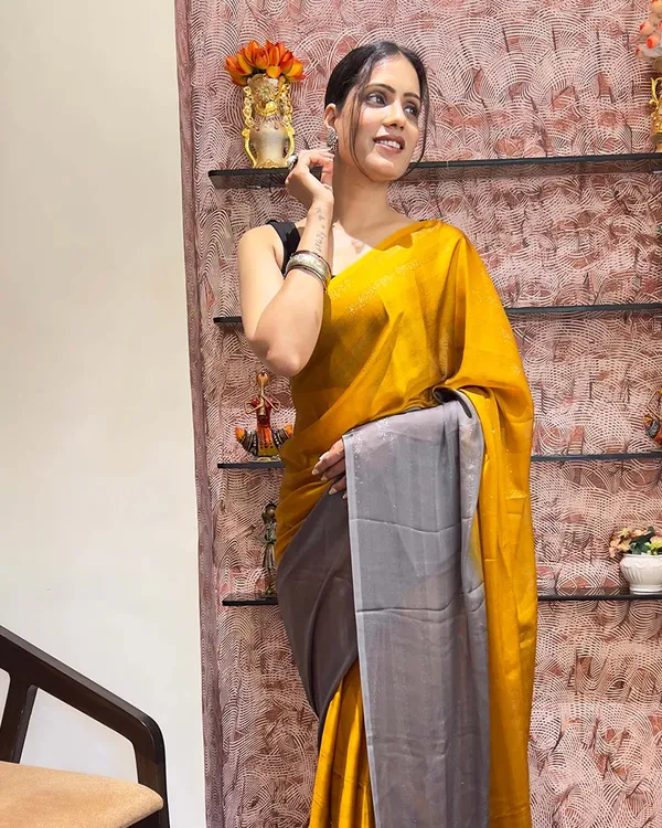 Yellow_Color_1-Minute_Ready_To_Wear_Naylon_Saree_With_Blouse_Piece