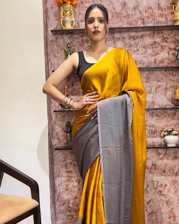 Yellow_Color_1-Minute_Ready_To_Wear_Naylon_Saree_With_Blouse_Piece