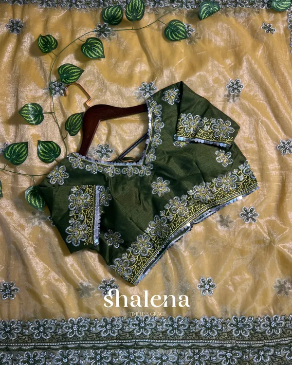 Susurrous_Mustard_Organza_Silk_Saree_With_Marvellous_Full_Stitched_Blouse