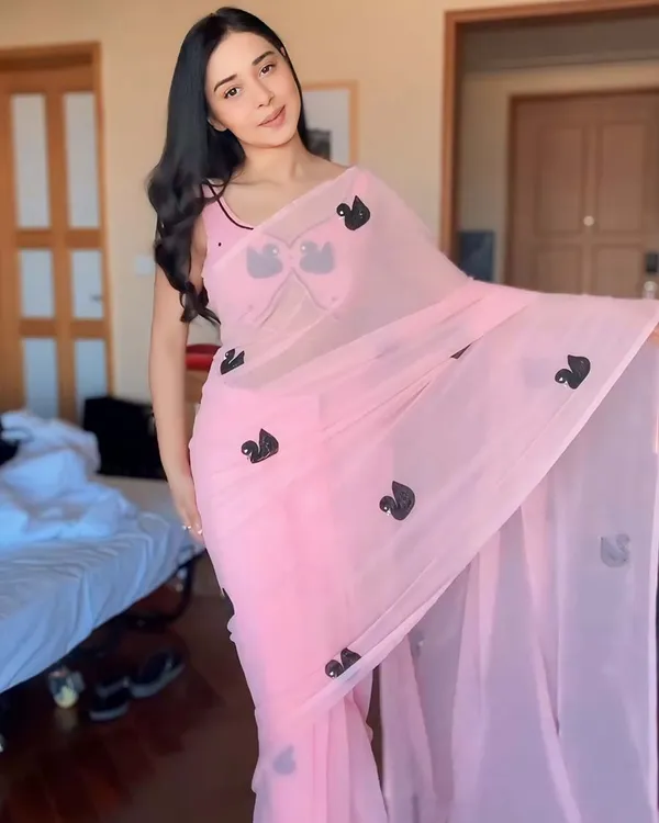 Calm_Pink_Color_1-Minute_Ready_To_Wear_Georgette_Saree_With_Blouse_Piece