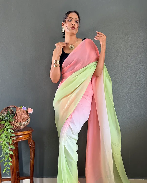 Pink_And_Green_Color_1-Minute_Ready_To_Wear_Georgette_Saree_With_Blouse_Piece