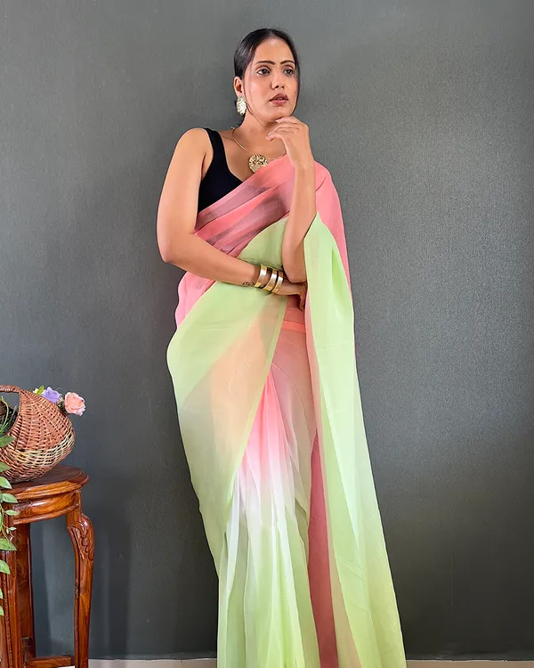 Pink_And_Green_Color_1-Minute_Ready_To_Wear_Georgette_Saree_With_Blouse_Piece