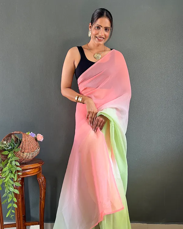 Pink_And_Green_Color_1-Minute_Ready_To_Wear_Georgette_Saree_With_Blouse_Piece