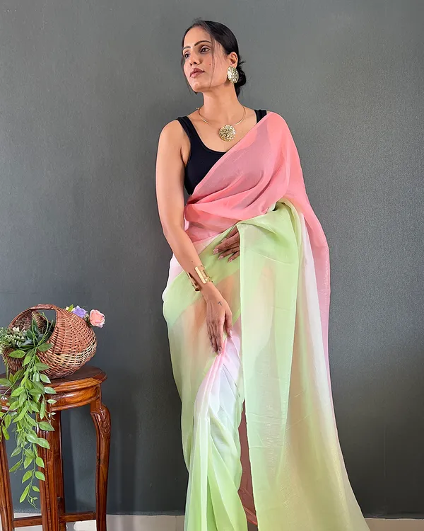Pink_And_Green_Color_1-Minute_Ready_To_Wear_Georgette_Saree_With_Blouse_Piece