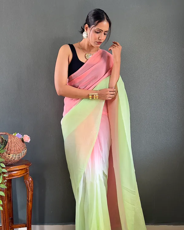 Pink_And_Green_Color_1-Minute_Ready_To_Wear_Georgette_Saree_With_Blouse_Piece