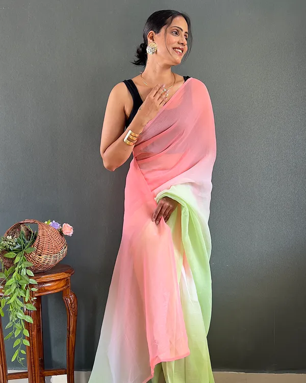 Pink_And_Green_Color_1-Minute_Ready_To_Wear_Georgette_Saree_With_Blouse_Piece