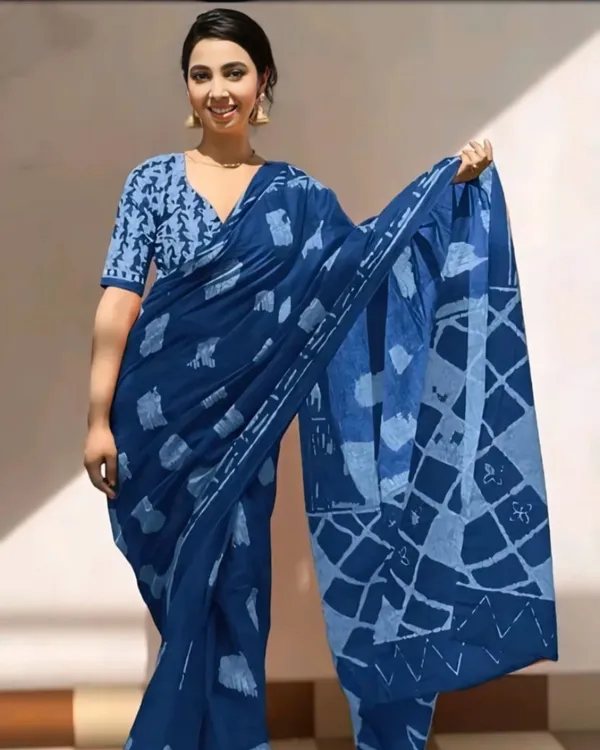 Navy_Blue_Color_Mulmul_Cotton_1_-_Minute_Ready_to_Wear_Saree_with_Pocket_and_Blouse_Piece