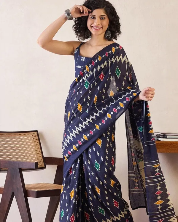 Purple_Color_Mulmul_Cotton_1_-_Minute_Ready_to_Wear_Saree_with_Pocket_and_Blouse_Piece