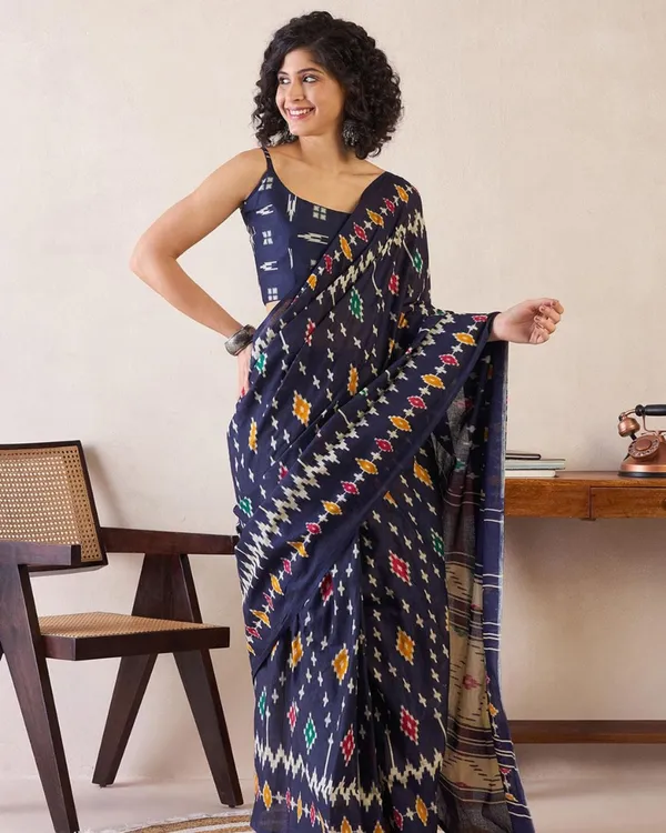 Purple_Color_Mulmul_Cotton_1_-_Minute_Ready_to_Wear_Saree_with_Pocket_and_Blouse_Piece