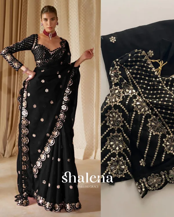 Tremendous_Black_Embroidery_Work_Soft_Georgette_Silk_Saree_With_Charismatic_Full_Stitched_Blouse