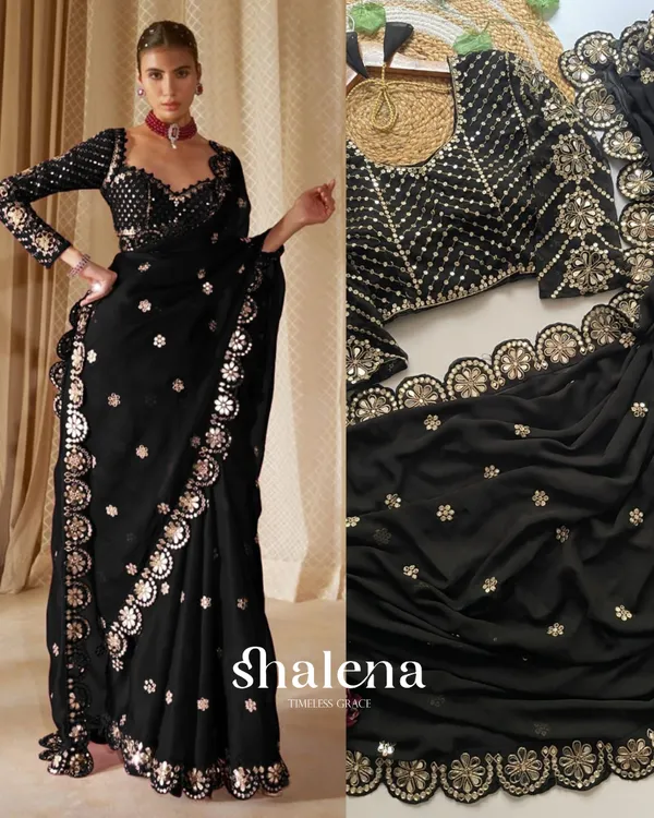 Tremendous_Black_Embroidery_Work_Soft_Georgette_Silk_Saree_With_Charismatic_Full_Stitched_Blouse